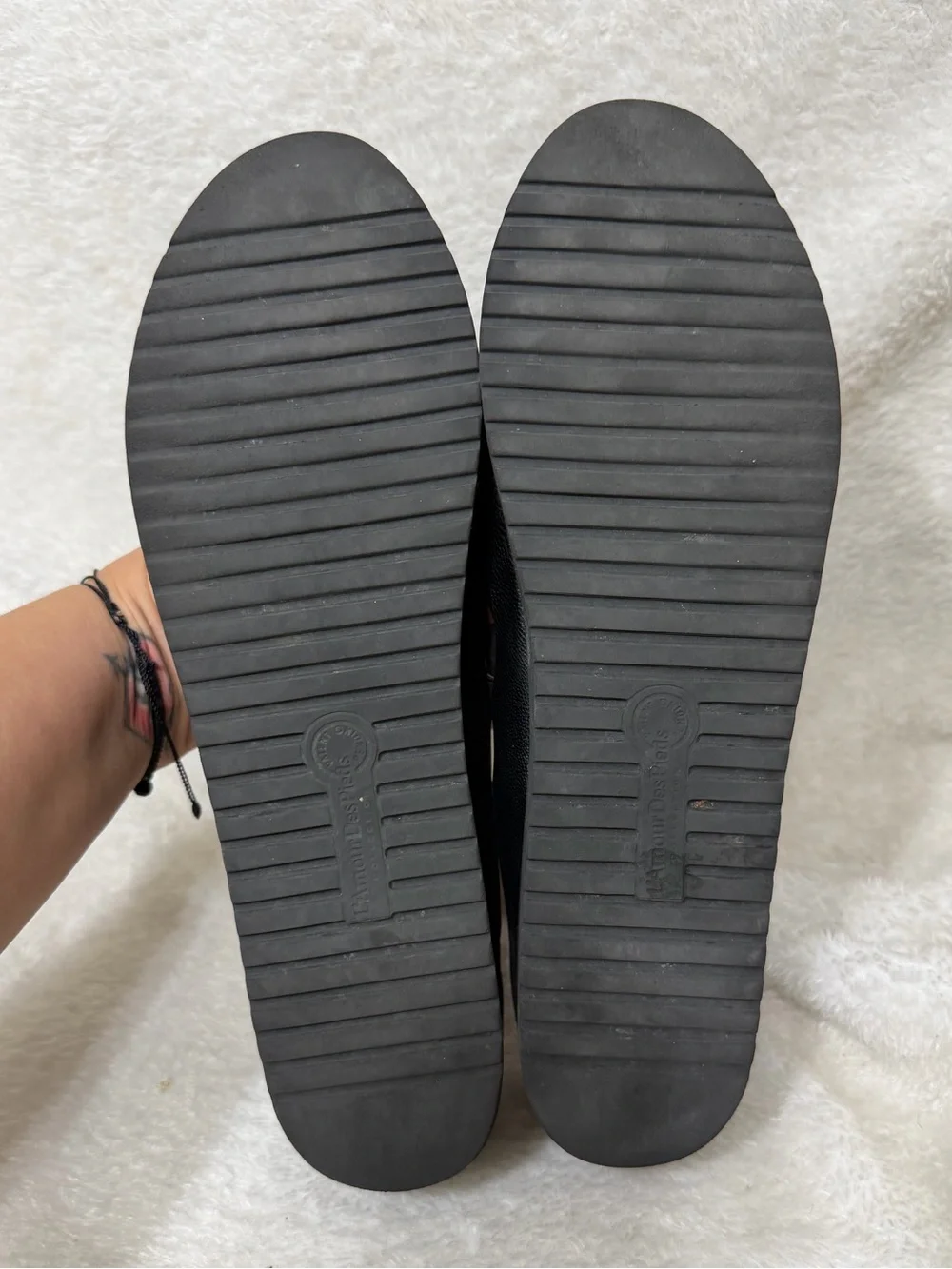 L’amour des pieds Adelais platform wedge sandals in black leather Size 10